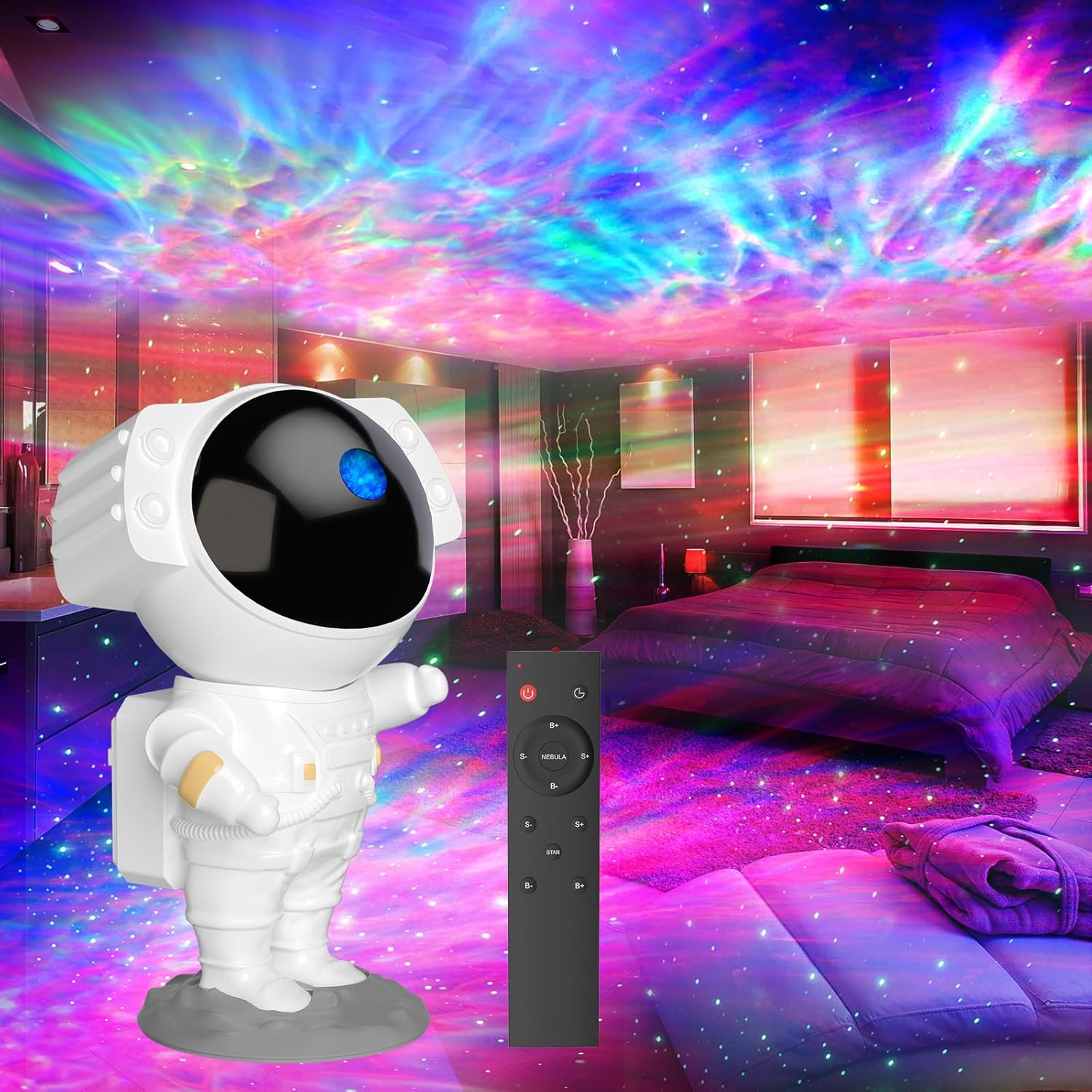 Starry Nebula Galaxy Projector with Remote & Timer, Night Light Decor!!